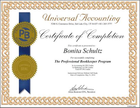 Professional Bookkeeping Certification Universal Accounting School