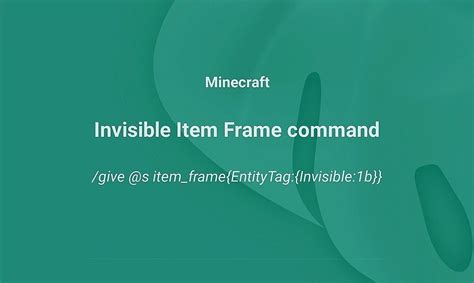 Invisible Glow Item Frame Command Polfmatter