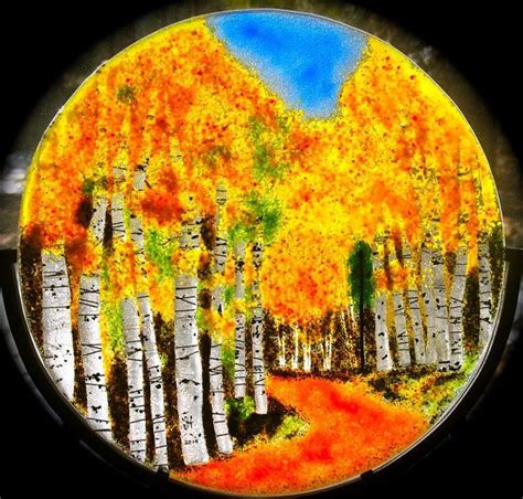 Fused Glass Forest Aspen Birch Trees In Any Season Personalize Fused Glass Frit Painting