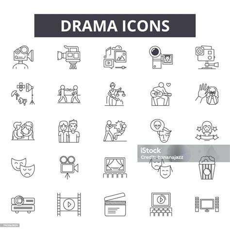 Ilustración De Iconos De Línea De Drama Conjunto De Signos Vector Drama