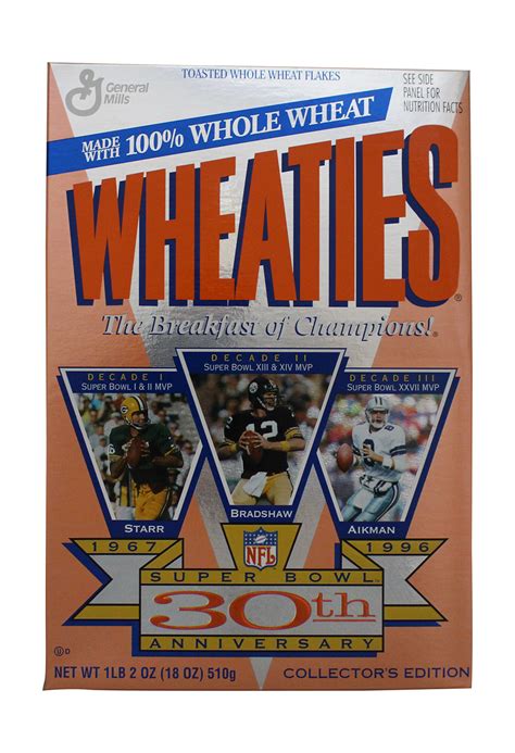 Super Bowl 30th Anniversary Wheaties Box Flattened Starr Bradshaw