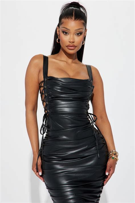 Berlin Queen Faux Leather Maxi Dress Black Fashion Nova Dresses