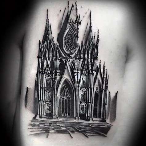 Tattoo Of A Gothic Cathedral Black And White 4k Stable Diffusion