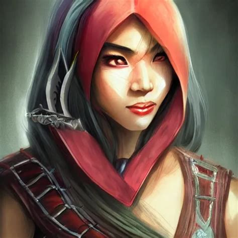 Portrait Of An Asian Looking Female Rogue A Dnd Character Original