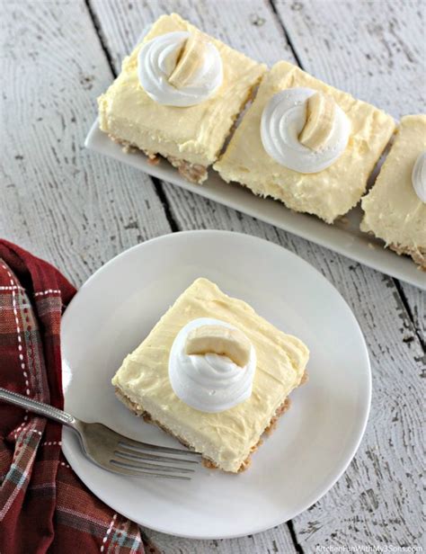 Banana Cream Cheesecake Bars Kitchen Fun With My Sons