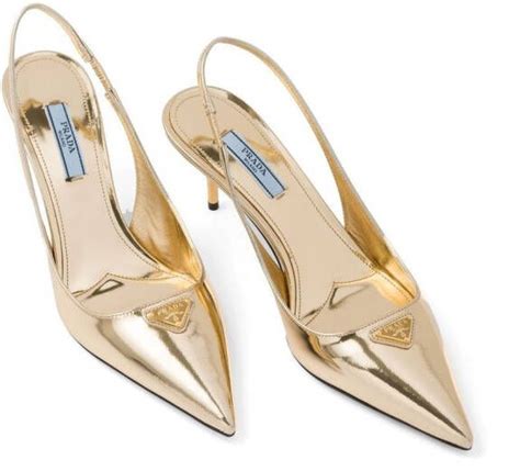 Prada Metallic Slingback Pumps Goud Schoenen Nl