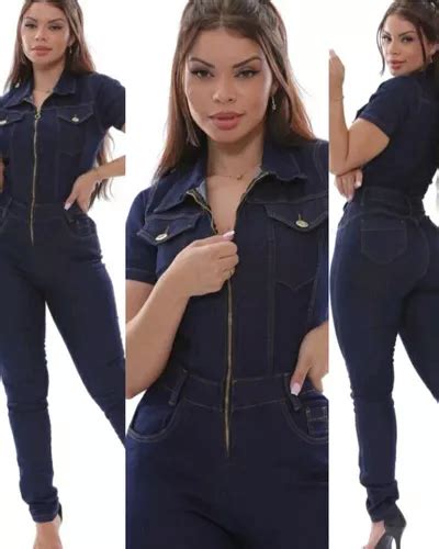 Macacão Jeans Feminina Cintura Alta Empina Bumbum Lançament