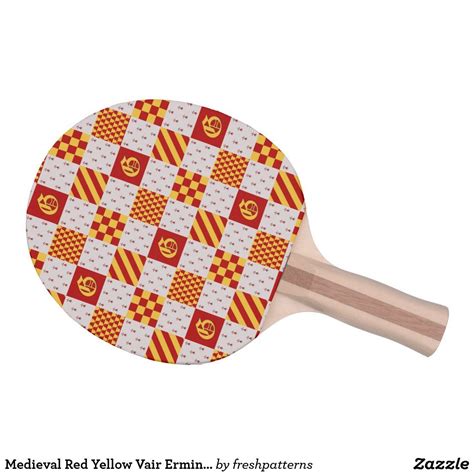 Medieval Red Yellow Vair Ermine Heraldic Pattern P Ping Pong Paddle