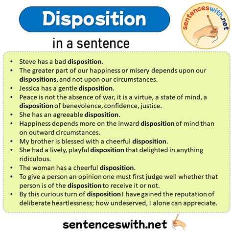 Disposition In A Sentence Sentences Of Disposition In English