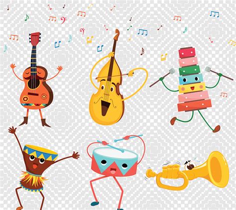 Iconos De Instrumentos Musicales Lindos Personajes De Dibujos Animados