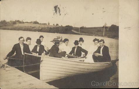 A Group Of People In Three Row Boats Circa 1909 Canoes And Rowboats Postcard