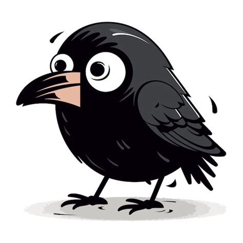 Premium Vector Cute Black Crow Isolated On A White Background Vector