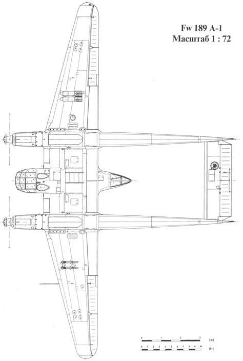 Focke-Wulf Fw 189 Blueprint - Download free blueprint for 3D modeling