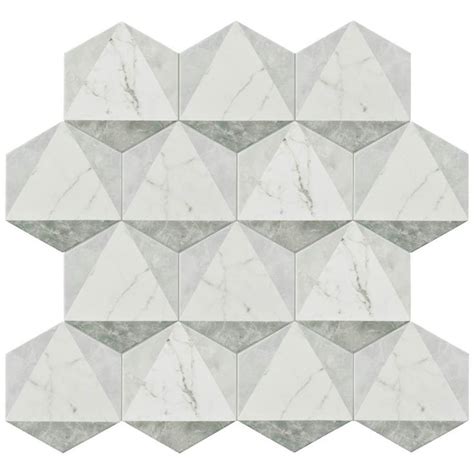 Merola Tile Classico Carrara Hexagon Peak In X In Porcelain Floor