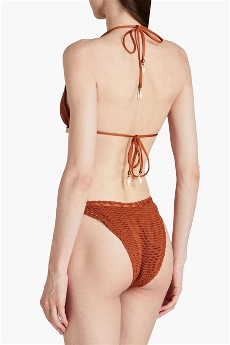 Zimmermann Embellished Crocheted Cotton Triangle Bikini The Outnet