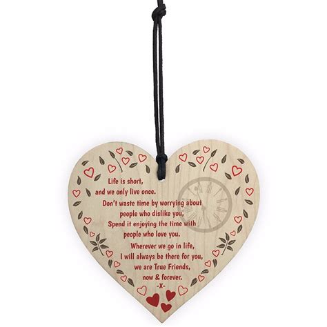 Meijiafei True Friends Forever Wooden Hanging Heart Friendship Love