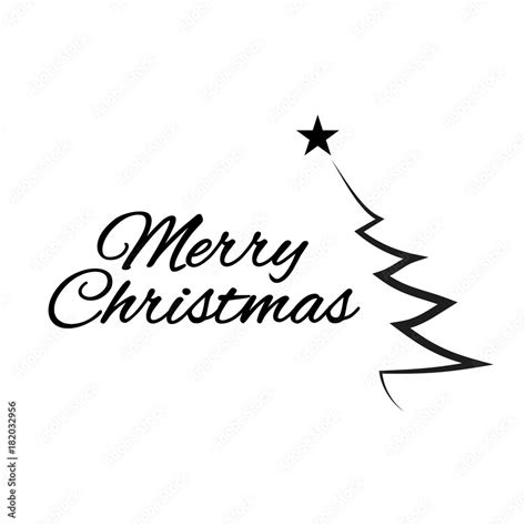 Christmas Tree with Merry Christmas Greeting Drawing Stock Vector ...