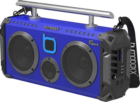 Bumpboxx Bluetooth Boombox Flare6 Blue | Retro Boombox with Bluetooth Speaker | Rechargeable ...