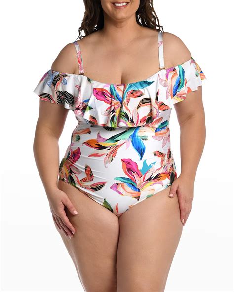 La Blanca Plus Size Paradise Ruffle One Piece Swimsuit In Pink Lyst