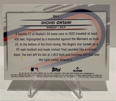 2023 Topps Pristine Going Going Gone Refractor GGG 2 Shohei Ohtani MT