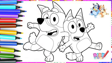 Dibuja y Colorea a Bluey y Bingo Dibujos para NIÑOS Descubra a