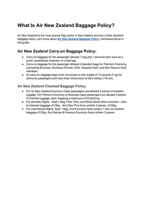 What Is Air New Zealand Baggage Policy By Policyairlines Issuu