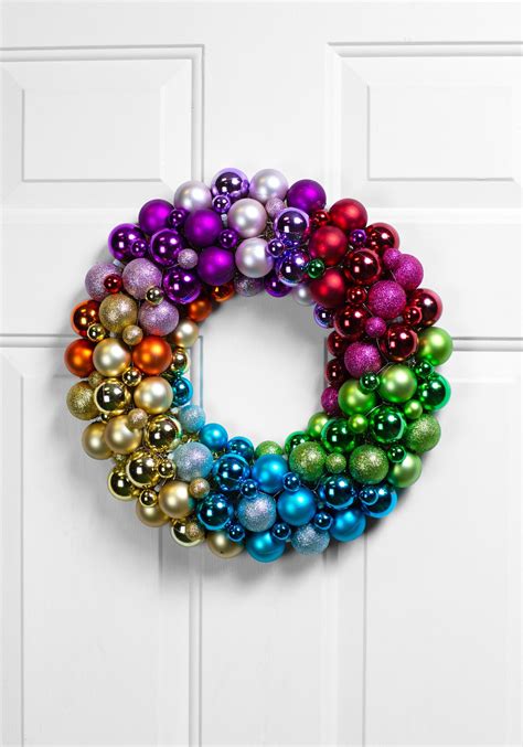 Rainbow Colors 15 Christmas Ball Wreath Holiday Wreaths 21 Off