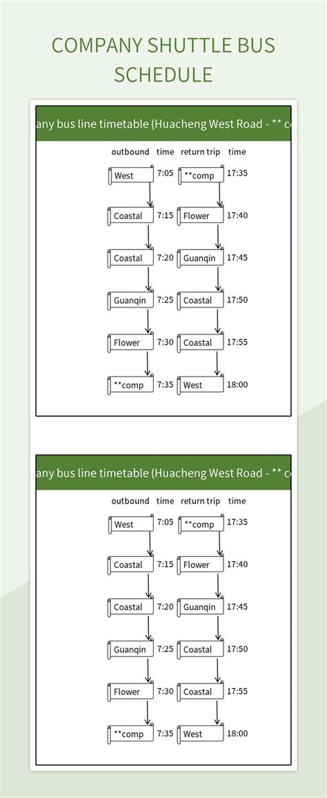 Free Shuttle Schedule Templates For Google Sheets And Microsoft Excel