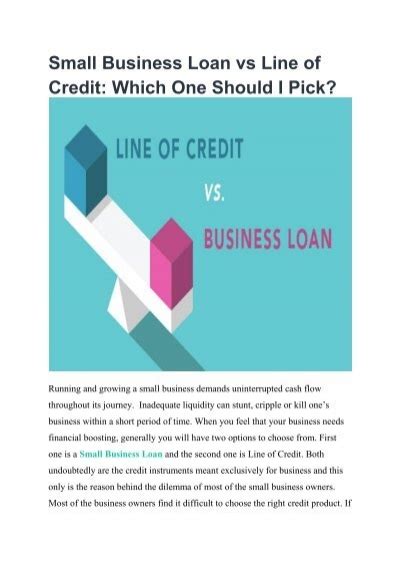 Small Business Loan Vs Line Of Credit Which One Should I Pick