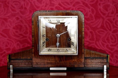 Vintage Art Deco German Haller Day Mantel Clock With Westminster