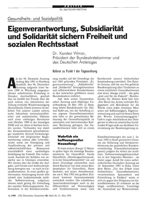 Gesundheits Und Sozialpolitik Eigenverantwortung Subsidiarit T Und