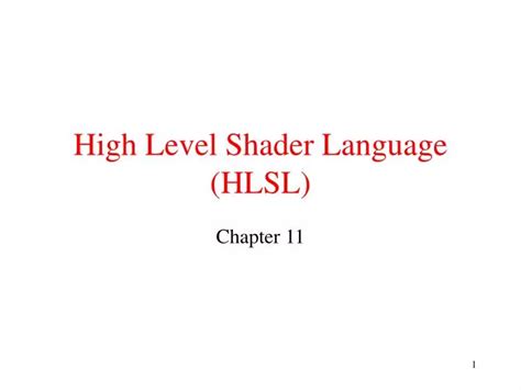 PPT High Level Shader Language HLSL PowerPoint Presentation Free