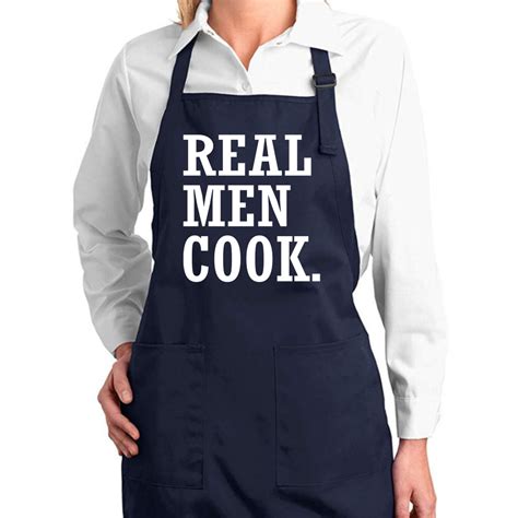 Real Men Cook Funny Classic Kitchen Cooking Apron With Pockets Man