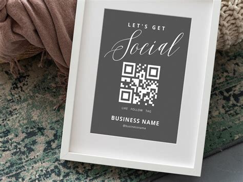 Social Media Qr Code Sign Template Editable Qr Business Etsy