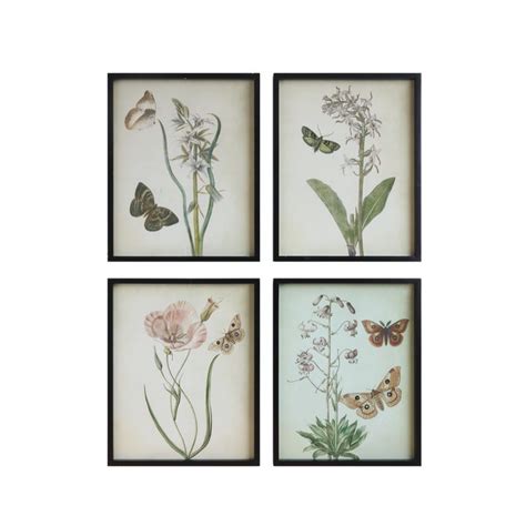 Flowers Butterflies Framed Wall Art Set Of Frames On Wall