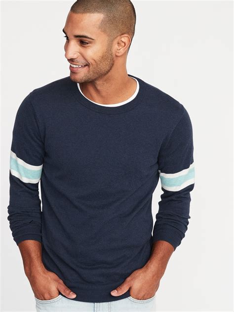 Striped Sleeve Crew Neck Sweater For Men Old Navy