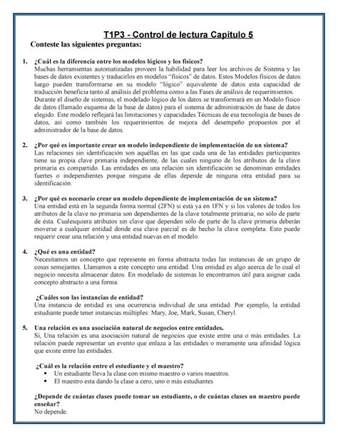 T P Ia Tarea T P Control De Lectura Capitulo Conteste