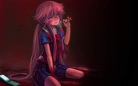 Wallpaper Anime Girls Blood Mirai Nikki Gasai Yuno Yandere