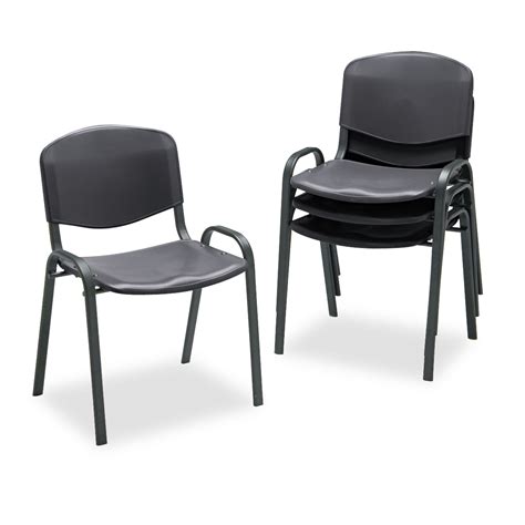 Safco Stacking Chair Supports Up To Lb Seat Height Black