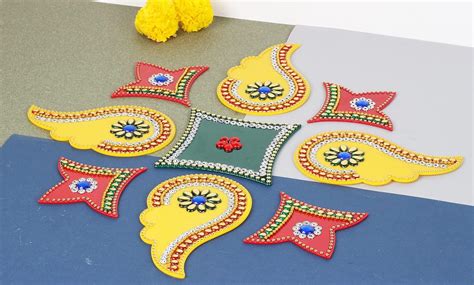 Buy Premium Paisley Design Multicolor Acrylic Diwali Rangoli Stickers