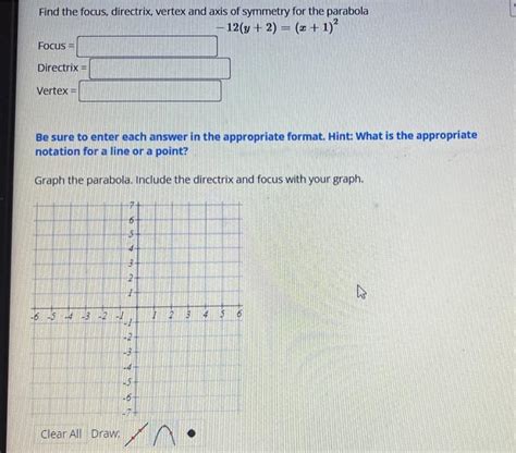 Solved Find The Focus Directrix Vertex And Axis Of Chegg