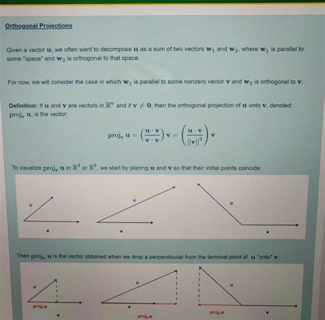 Solved Orthogonal Projections Given A Vector U We Often