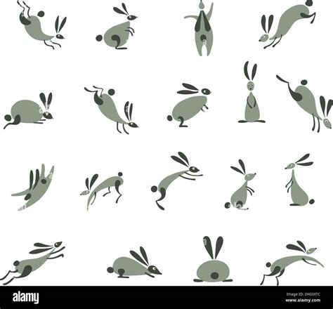 Funny Rabbits Collection For Your Design Vector Illustration Stock