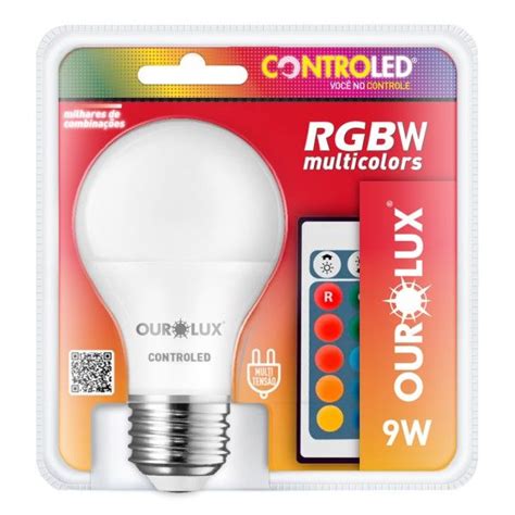 Lâmpada Inteligente Controled RGBW 9W Multicolors Ourolux