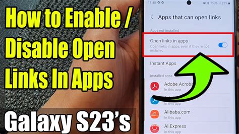 Galaxy S23s How To Enabledisable Open Links In App Youtube