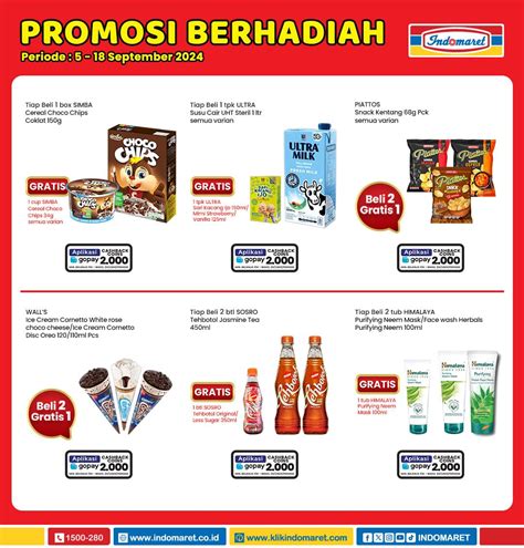 Promo Berhadiah Indomaret 5 18 September 2024 Ada Beli 1 Gratis 1