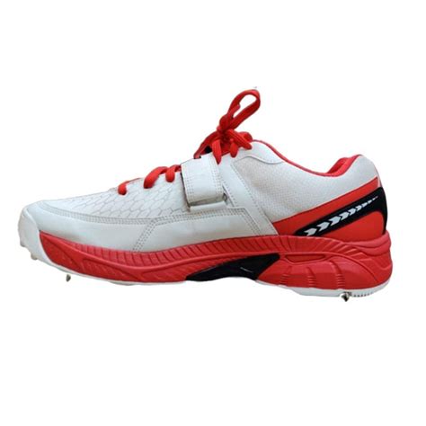 Men White And Red Sega Reach Spikes Cricket Sports Shoes Size 5 12 At