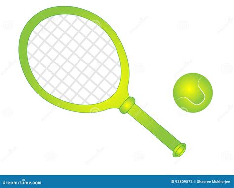 Racket Van Het Beeldverhaal De Vectortennis Met Tennisbal Vector Illustratie Illustration Of