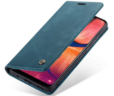 CaseMe Samsung Galaxy A20 Wallet Magnetic Flip Leather Case Blue