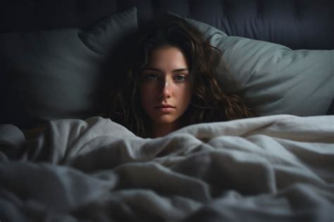 Premium Photo Woman In Her Bedroom Lying On Her Pillow With Insomnia And Signs Of Tiredness On